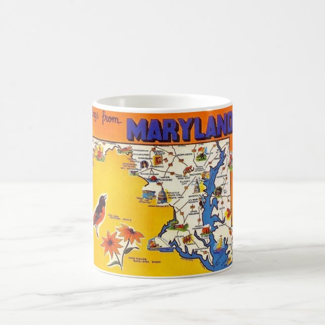 Vintage Greeting from Maryland Coffee Mug (Center)