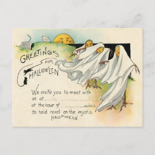 Vintage Greetings for Halloween—Invitation Postcard