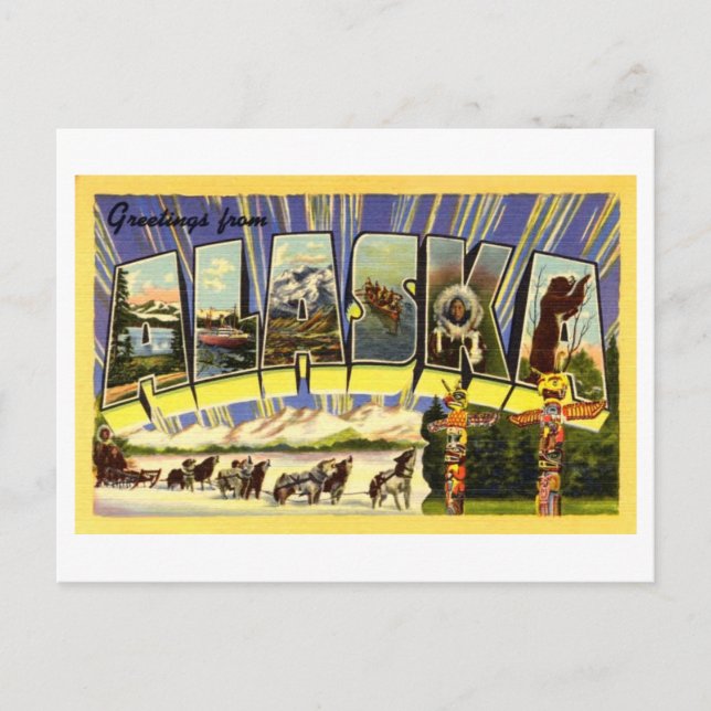 Vintage Greetings from Alaska Postcard (Front)