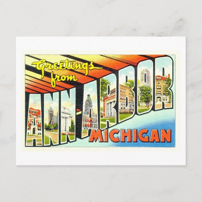 Vintage Greetings from Ann Arbor, Michigan, Postcard (Front)