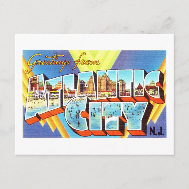 Vintage Greetings from Atlantic City, New Jersey Postcard (Front)