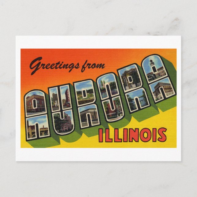 Vintage Greetings from Aurora, Illinois Postcard (Front)