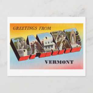 Vintage Greetings from Barre, Vermont Postcard