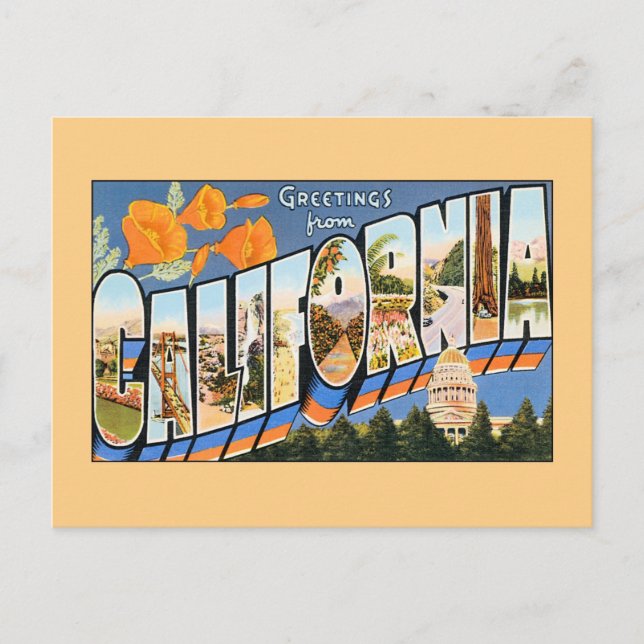 Vintage greetings from California Postcard (Front)
