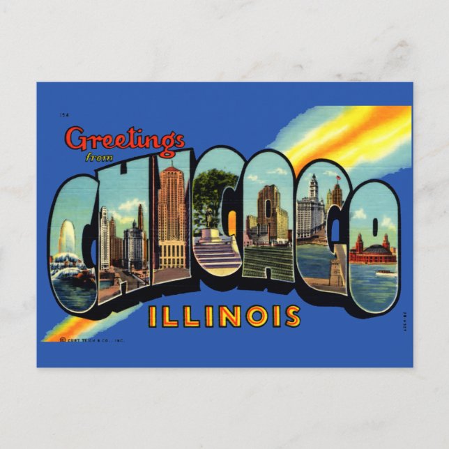 Vintage Greetings From Chicago, Illinois Travel Postcard (Front)