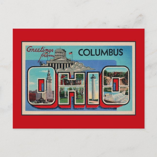 Vintage Greetings from Columbus Ohio Postcard (Front)