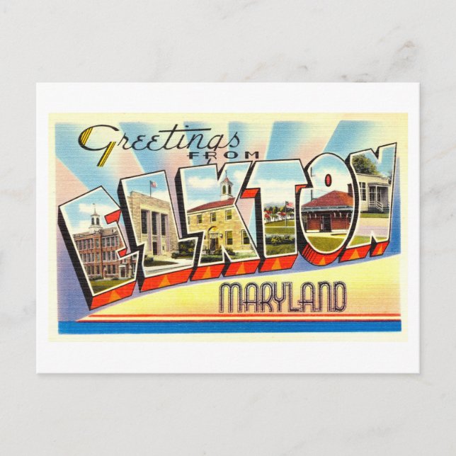 Vintage Greetings from Elkton, Maryland Postcard (Front)