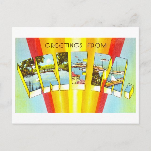 Vintage Greetings from Erie, Pennsylvania Postcard (Front)