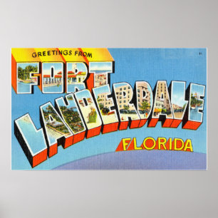 Vintage Greetings from Fort Lauderdale Florida Poster