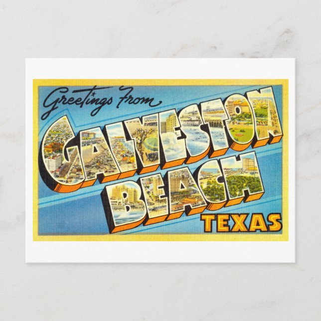 Vintage Greetings from Galveston Beach, Texas Postcard (Front)