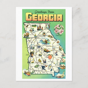 Vintage Greetings from Georgia Map Postcard