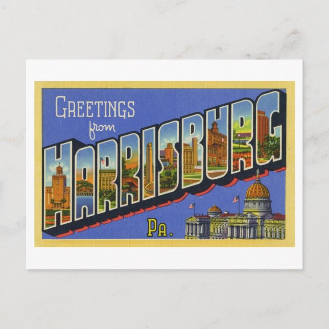 Vintage Greetings from Harrisburg, Pennsylvania Postcard (Front)