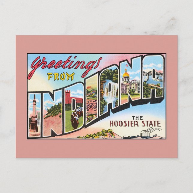 Vintage greetings from Indiana Postcard (Front)