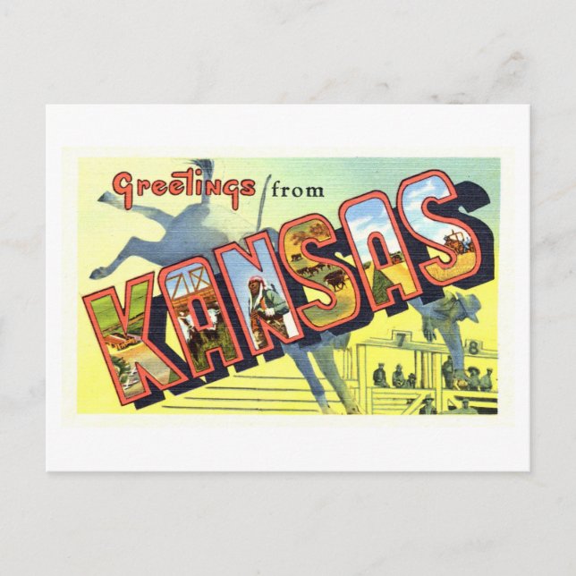 Vintage Greetings from Kansas Postcard (Front)