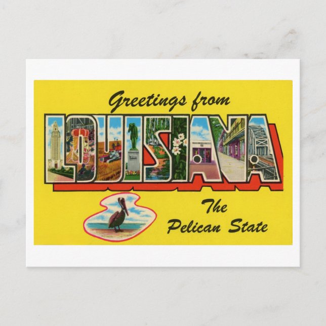 Vintage Greetings from Louisiana Postcard (Front)