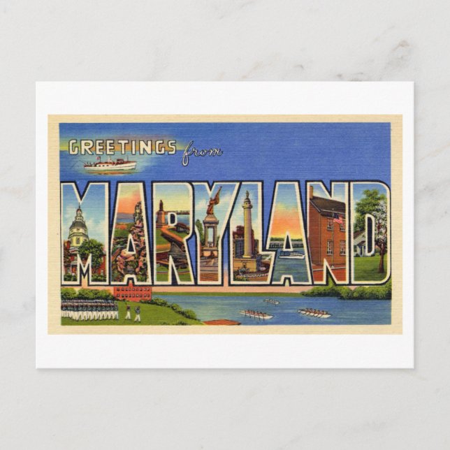 Vintage Greetings from Maryland Postcard (Front)