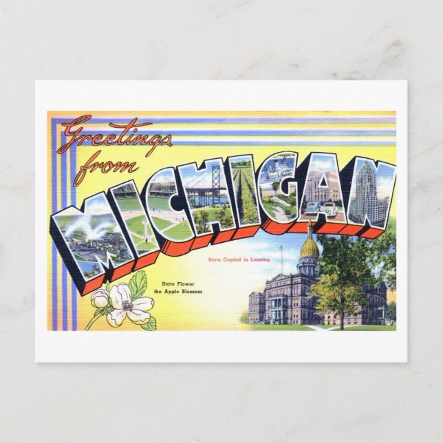 Vintage Greetings from Michigan Postcard (Front)