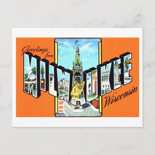 Vintage Greetings from Milwaukee, Wisconsin, Postcard (Front)