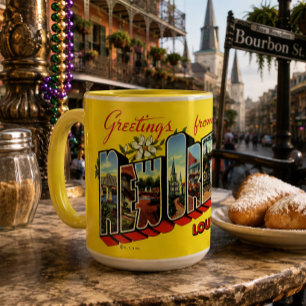 Vintage Greetings From New Orleans Travel Postcard Mug