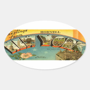 Vintage Greetings from New York Oval Sticker