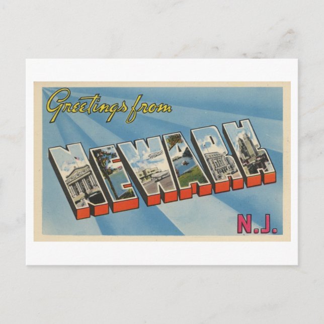 Vintage Greetings from Newark, New Jersey Postcard (Front)
