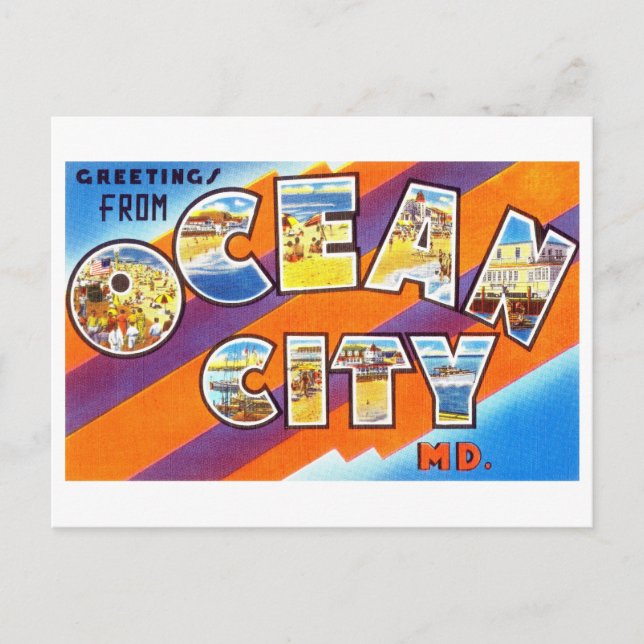 Vintage Greetings from Ocean City, Maryland Postcard (Front)