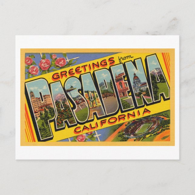 Vintage Greetings from Pasadena, California Postcard (Front)