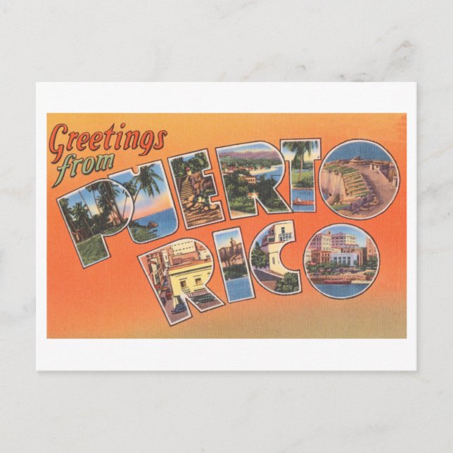 Vintage Greetings from Puerto Rico Postcard (Front)