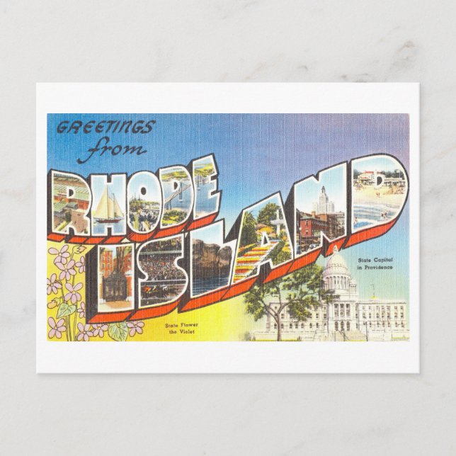 Vintage Greetings from Rhode Island Postcard (Front)