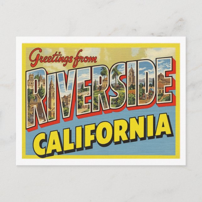 Vintage "Greetings from Riverside, California" Postcard (Front)