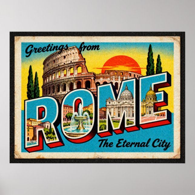 Vintage Greetings from Rome Poster (Front)