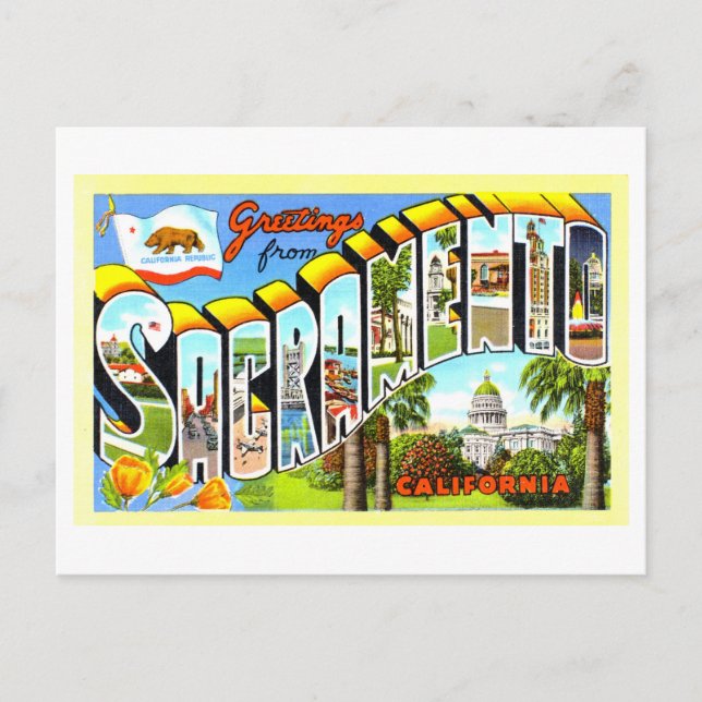 Vintage Greetings from Sacramento, California, Postcard (Front)