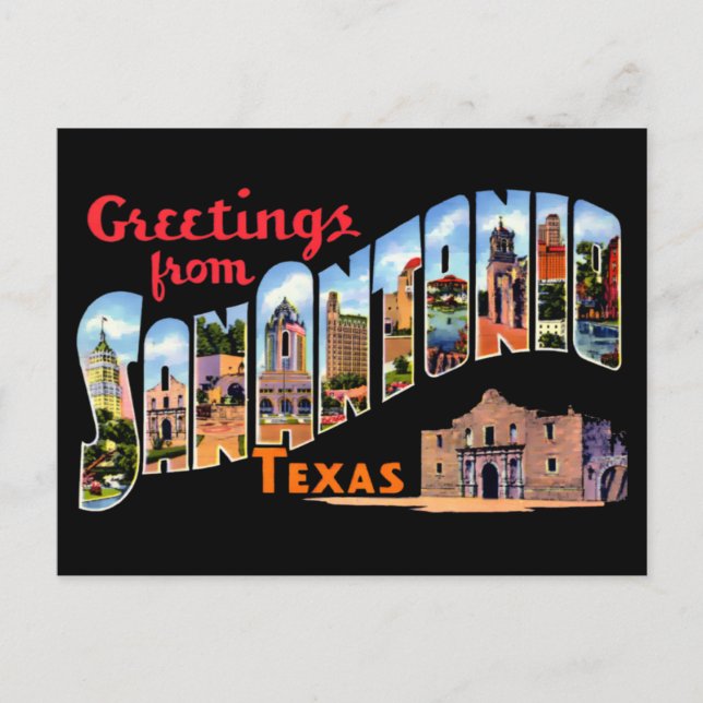 Vintage Greetings From San Antonio, Texas Travel Postcard (Front)