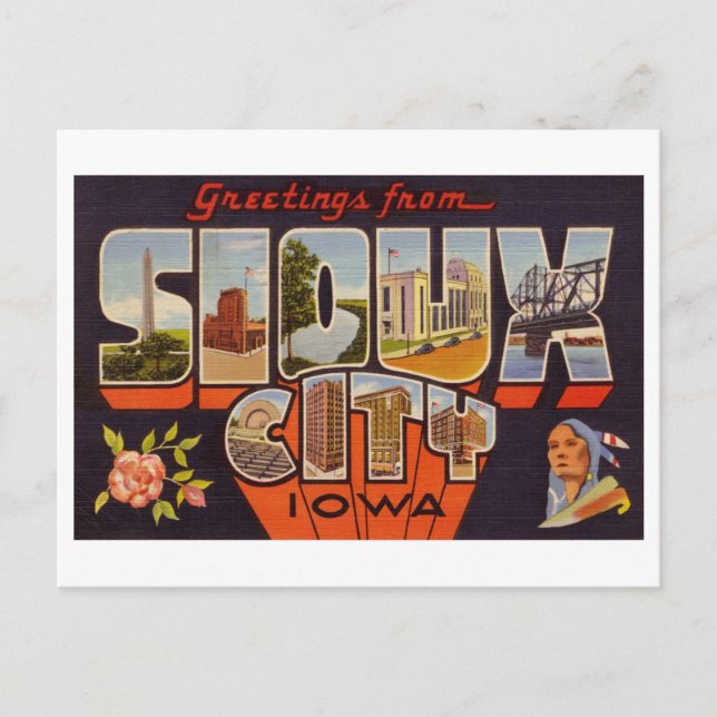 Vintage Greetings from Sioux City, Iowa Postcard (Front)