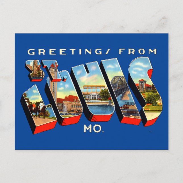 Vintage Greetings From St. Louis, Missouri Travel Postcard (Front)