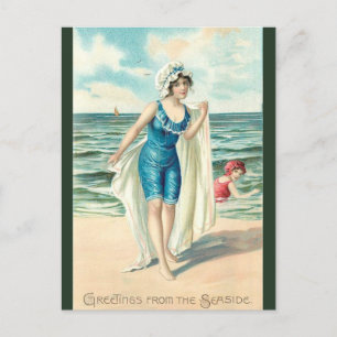 Vintage Greetings From the Seaside Postcard