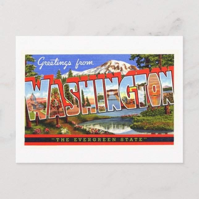 Vintage Greetings from Washington State Postcard (Front)