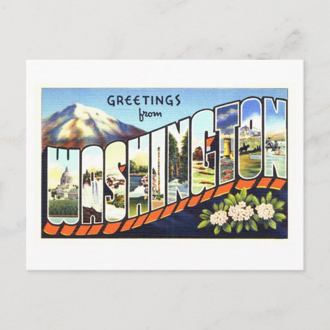 Vintage Greetings from Washington State Postcard (Front)