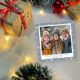 Vintage Grey and White Snowflakes  Holiday Card