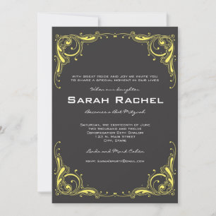 Vintage Grey and Yellow Invitation