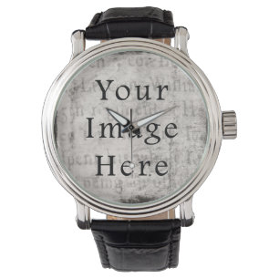 Vintage Grey Black Script Text Parchment Paper Watch