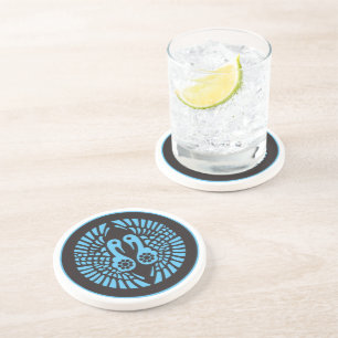 Vintage Grey Blue Ikko Ikki Japan Mon Graphic Coas Coaster