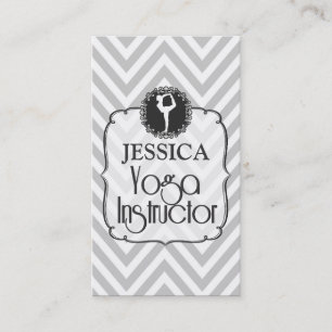 Vintage Grey Chevron Yoga Instructor Card