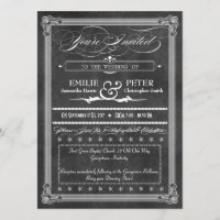 Vintage Grey Damask Poster Style Wedding