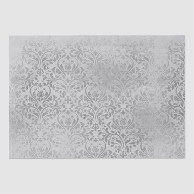 Vintage Grey Damask Tissue Paper (Front)
