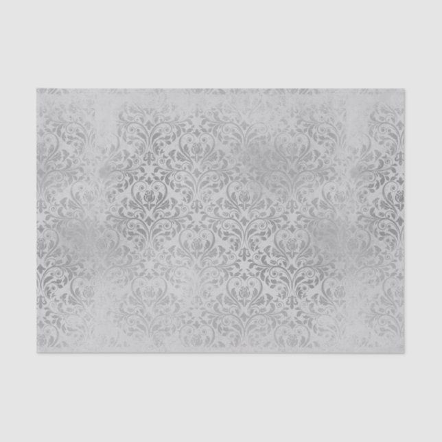 Vintage Grey Damask Tissue Paper (Front)