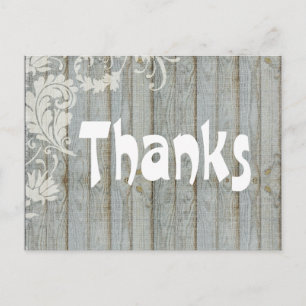 Vintage Grey Distressed Wood Thank You Postcard