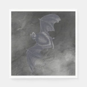 Vintage Grey Flying Bat on Grey Texture Napkin
