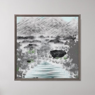 vintage grey landscape canvas print