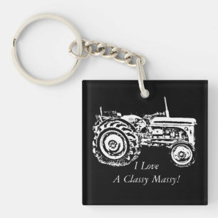 vintage Grey massey fergison tractor photo Trucker Keychain